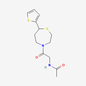 molecular formula C13H18N2O2S2 B2468076 N-(2-oxo-2-(7-(thiophen-2-yl)-1,4-thiazepan-4-yl)ethyl)acetamide CAS No. 1706224-80-7