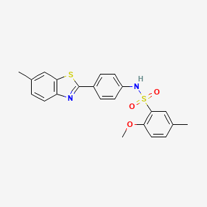 2-methoxy-5-methyl-N-[4-(6-methyl-1,3-benzothiazol-2-yl)phenyl]benzene-1-sulfonamide