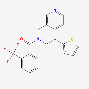 molecular formula C20H17F3N2OS B2468088 N-(pyridin-3-ylmethyl)-N-(2-(thiophen-2-yl)ethyl)-2-(trifluoromethyl)benzamide CAS No. 1396875-78-7