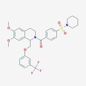 (6,7-dimethoxy-1-((3-(trifluoromethyl)phenoxy)methyl)-3,4-dihydroisoquinolin-2(1H)-yl)(4-(piperidin-1-ylsulfonyl)phenyl)methanone