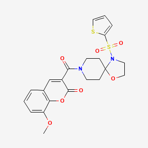 molecular formula C22H22N2O7S2 B2468098 8-méthoxy-3-(4-(thiophène-2-ylsulfonyl)-1-oxa-4,8-diazaspiro[4.5]décane-8-carbonyl)-2H-chromène-2-one CAS No. 1210774-74-5