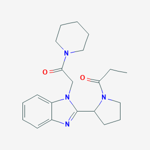 molecular formula C21H28N4O2 B246811 1-(2-oxo-2-piperidin-1-ylethyl)-2-(1-propionylpyrrolidin-2-yl)-1H-benzimidazole 