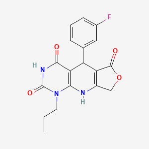 molecular formula C18H16FN3O4 B2468110 8-(3-氟苯基)-13-丙基-5-氧杂-2,11,13-三氮杂三环[7.4.0.0^{3,7}]十三-1(9),3(7)-二烯-6,10,12-三酮 CAS No. 871548-05-9