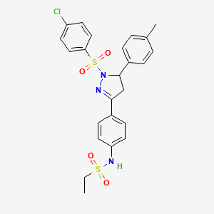 N-[4-[2-(4-chlorophenyl)sulfonyl-3-(4-methylphenyl)-3,4-dihydropyrazol-5-yl]phenyl]ethanesulfonamide