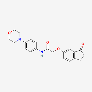 molecular formula C21H22N2O4 B2468133 N-(4-吗啉基苯基)-2-((3-氧代-2,3-二氢-1H-茚满-5-基)氧基)乙酰胺 CAS No. 1203322-97-7