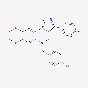 molecular formula C25H17ClFN3O2 B2468136 5-(4-chlorobenzyl)-3-(4-fluorophenyl)-8,9-dihydro-5H-[1,4]dioxino[2,3-g]pyrazolo[4,3-c]quinoline CAS No. 866345-04-2