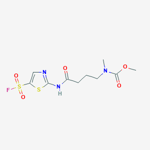 molecular formula C10H14FN3O5S2 B2468148 methyl N-(3-{[5-(fluorosulfonyl)-1,3-thiazol-2-yl]carbamoyl}propyl)-N-methylcarbamate CAS No. 2094317-89-0