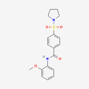 molecular formula C18H20N2O4S B2468154 N-(2-methoxyphenyl)-4-pyrrolidinosulfonyl-benzamide CAS No. 312755-78-5