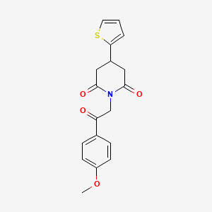 molecular formula C18H17NO4S B2468162 1-(2-(4-Methoxyphenyl)-2-oxoethyl)-4-(thiophen-2-yl)piperidine-2,6-dione CAS No. 1396861-71-4
