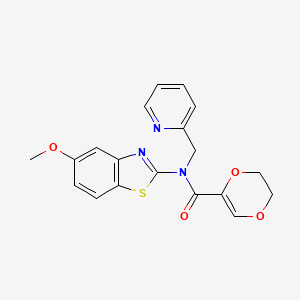 N-(5-methoxybenzo[d]thiazol-2-yl)-N-(pyridin-2-ylmethyl)-5,6-dihydro-1,4-dioxine-2-carboxamide