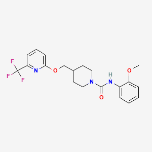 molecular formula C20H22F3N3O3 B2468168 N-(2-Methoxyphenyl)-4-[[6-(trifluoromethyl)pyridin-2-yl]oxymethyl]piperidine-1-carboxamide CAS No. 2309308-03-8