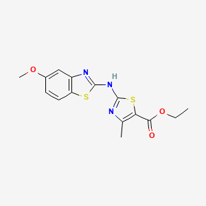 molecular formula C15H15N3O3S2 B2468169 Ethyl 2-[(5-methoxy-1,3-benzothiazol-2-yl)amino]-4-methyl-1,3-thiazole-5-carboxylate CAS No. 878061-20-2