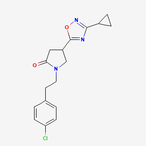molecular formula C17H18ClN3O2 B2468170 1-[2-(4-Chlorophenyl)ethyl]-4-(3-cyclopropyl-1,2,4-oxadiazol-5-yl)pyrrolidin-2-one CAS No. 1171579-46-6