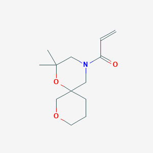 molecular formula C13H21NO3 B2468172 1-(2,2-Dimethyl-1,8-dioxa-4-azaspiro[5.5]undecan-4-yl)prop-2-en-1-one CAS No. 2175226-13-6