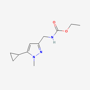 molecular formula C11H17N3O2 B2468185 carbamate d'éthyle de ((5-cyclopropyl-1-méthyl-1H-pyrazol-3-yl)méthyl) CAS No. 1448135-21-4