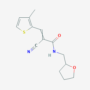 molecular formula C14H16N2O2S B2468188 2-cyano-3-(3-methylthiophen-2-yl)-N-(oxolan-2-ylmethyl)prop-2-enamide CAS No. 337334-50-6