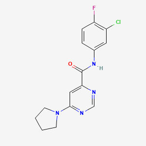 N-(3-chloro-4-fluorophenyl)-6-(pyrrolidin-1-yl)pyrimidine-4-carboxamide