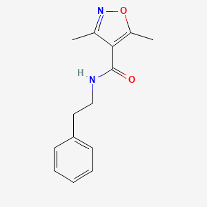molecular formula C14H16N2O2 B2468197 3,5-dimethyl-N-(2-phenylethyl)-1,2-oxazole-4-carboxamide CAS No. 848291-56-5