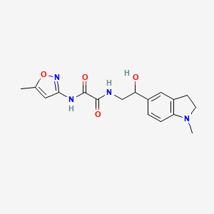 molecular formula C17H20N4O4 B2468198 N1-(2-ヒドロキシ-2-(1-メチルインドリン-5-イル)エチル)-N2-(5-メチルイソキサゾール-3-イル)オキサラミド CAS No. 1705650-40-3