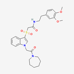 2-((1-(2-(azepan-1-yl)-2-oxoethyl)-1H-indol-3-yl)sulfonyl)-N-(3,4-dimethoxyphenethyl)acetamide