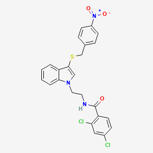 2,4-dichloro-N-[2-[3-[(4-nitrophenyl)methylsulfanyl]indol-1-yl]ethyl]benzamide