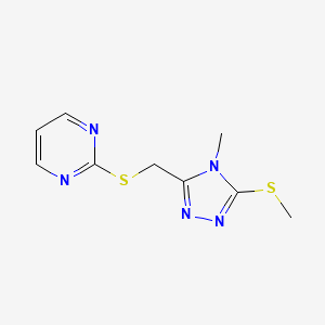 2-[(4-Methyl-5-methylsulfanyl-1,2,4-triazol-3-yl)methylsulfanyl]pyrimidine