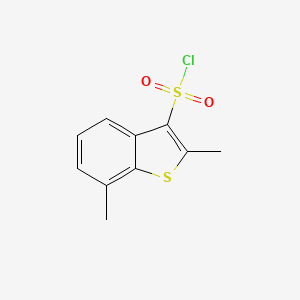 molecular formula C10H9ClO2S2 B2468246 2,7-Dimethyl-1-benzothiophene-3-sulfonyl chloride CAS No. 1384431-09-7