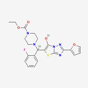 Ethyl 4-((2-fluorophenyl)(2-(furan-2-yl)-6-hydroxythiazolo[3,2-b][1,2,4]triazol-5-yl)methyl)piperazine-1-carboxylate