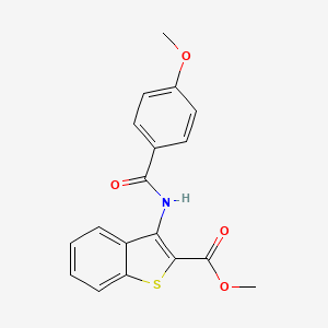 molecular formula C18H15NO4S B2468277 Methyl 3-(4-methoxybenzamido)benzo[b]thiophene-2-carboxylate CAS No. 477490-20-3