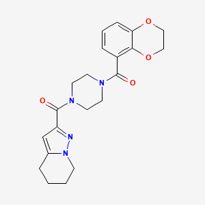 molecular formula C21H24N4O4 B2468282 (2,3-Dihydrobenzo[b][1,4]dioxin-5-yl)(4-(4,5,6,7-tetrahydropyrazolo[1,5-a]pyridine-2-carbonyl)piperazin-1-yl)methanone CAS No. 2034591-77-8