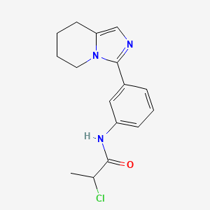 molecular formula C16H18ClN3O B2468288 2-Chloro-N-[3-(5,6,7,8-tetrahydroimidazo[1,5-a]pyridin-3-yl)phenyl]propanamide CAS No. 2411217-00-8