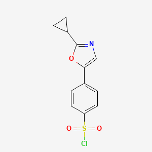 molecular formula C12H10ClNO3S B2468305 4-(2-环丙基-1,3-恶唑-5-基)苯磺酰氯 CAS No. 1279219-24-7