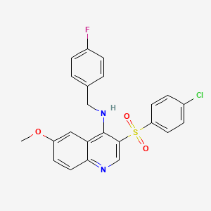 molecular formula C23H18ClFN2O3S B2468330 3-((4-chlorophenyl)sulfonyl)-N-(4-fluorobenzyl)-6-methoxyquinolin-4-amine CAS No. 895642-30-5