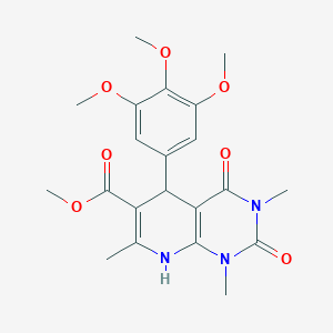 molecular formula C21H25N3O7 B2468345 Methyl 1,3,7-trimethyl-2,4-dioxo-5-(3,4,5-trimethoxyphenyl)-1,2,3,4,5,8-hexahydropyrido[2,3-d]pyrimidine-6-carboxylate CAS No. 371117-25-8