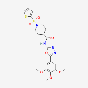 molecular formula C21H24N4O7S2 B2468349 1-(thiophen-2-ylsulfonyl)-N-(5-(3,4,5-trimethoxyphenyl)-1,3,4-oxadiazol-2-yl)piperidine-4-carboxamide CAS No. 922648-97-3