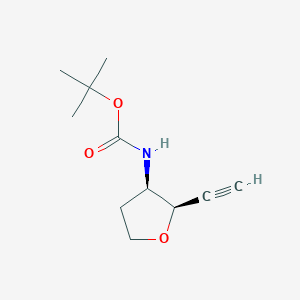 molecular formula C11H17NO3 B2468353 Tert-butyl N-[(2R,3R)-2-ethynyloxolan-3-yl]carbamate CAS No. 2470279-22-0