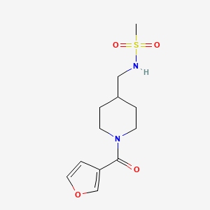 molecular formula C12H18N2O4S B2468357 N-((1-(furan-3-carbonyl)piperidin-4-yl)methyl)methanesulfonamide CAS No. 1396868-33-9