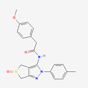 molecular formula C21H21N3O3S B2468359 2-(4-甲氧基苯基)-N-(5-氧化-2-(对甲基苯基)-4,6-二氢-2H-噻吩并[3,4-c]吡唑-3-基)乙酰胺 CAS No. 1009235-32-8