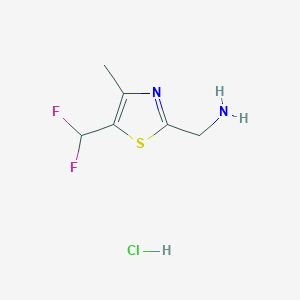 molecular formula C6H9ClF2N2S B2468361 [5-(Difluoromethyl)-4-methyl-1,3-thiazol-2-yl]methanamine;hydrochloride CAS No. 2408971-80-0