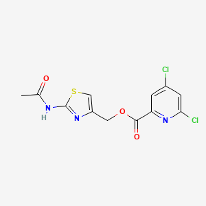 molecular formula C12H9Cl2N3O3S B2468363 (2-Acetamido-1,3-thiazol-4-yl)methyl 4,6-dichloropyridine-2-carboxylate CAS No. 1445732-09-1