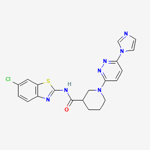 molecular formula C20H18ClN7OS B2468375 1-(6-(1H-imidazol-1-yl)pyridazin-3-yl)-N-(6-chlorobenzo[d]thiazol-2-yl)piperidine-3-carboxamide CAS No. 1286719-63-8