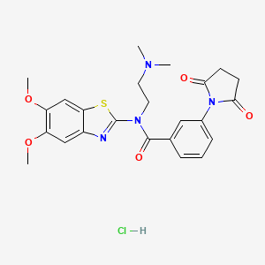 molecular formula C24H27ClN4O5S B2468390 N-(5,6-dimethoxybenzo[d]thiazol-2-yl)-N-(2-(dimethylamino)ethyl)-3-(2,5-dioxopyrrolidin-1-yl)benzamide hydrochloride CAS No. 1329882-09-8