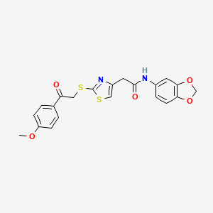 N-(benzo[d][1,3]dioxol-5-yl)-2-(2-((2-(4-methoxyphenyl)-2-oxoethyl)thio)thiazol-4-yl)acetamide