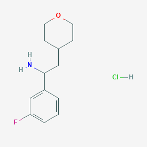 molecular formula C13H19ClFNO B2468404 1-(3-Fluorophenyl)-2-(tetrahydro-2H-pyran-4-yl)ethanamine hydrochloride CAS No. 2197053-94-2