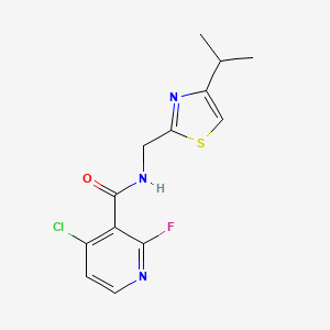 molecular formula C13H13ClFN3OS B2468405 4-Chloro-2-fluoro-N-[(4-propan-2-yl-1,3-thiazol-2-yl)methyl]pyridine-3-carboxamide CAS No. 2224317-23-9
