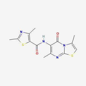 molecular formula C14H14N4O2S2 B2468406 N-(3,7-dimethyl-5-oxo-5H-thiazolo[3,2-a]pyrimidin-6-yl)-2,4-dimethylthiazole-5-carboxamide CAS No. 946306-07-6