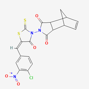 molecular formula C19H12ClN3O5S2 B2468409 4-{5-[(4-Chloro-3-nitrophenyl)methylene]-4-oxo-2-thioxo-1,3-thiazolan-3-yl}-4-azatricyclo[5.2.1.0~2,6~]dec-8-ene-3,5-dione CAS No. 477766-88-4