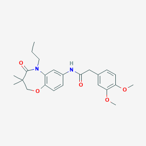 molecular formula C24H30N2O5 B2468410 2-(3,4-dimethoxyphenyl)-N-(3,3-dimethyl-4-oxo-5-propyl-2,3,4,5-tetrahydro-1,5-benzoxazepin-7-yl)acetamide CAS No. 921792-27-0