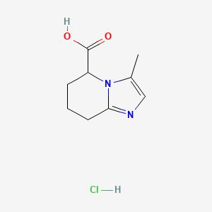 molecular formula C9H13ClN2O2 B2468412 3-甲基-5,6,7,8-四氢咪唑并[1,2-a]吡啶-5-羧酸;盐酸盐 CAS No. 2411195-77-0