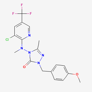 molecular formula C18H17ClF3N5O2 B2468415 4-[[3-chloro-5-(trifluoromethyl)-2-pyridinyl](methyl)amino]-2-(4-methoxybenzyl)-5-methyl-2,4-dihydro-3H-1,2,4-triazol-3-one CAS No. 860786-17-0